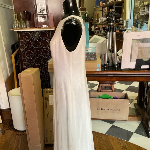 56” White 100% Silk Dress w/ Partially Open Back - Picture 2 of 4